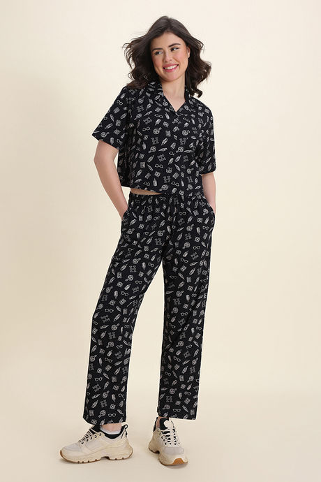Zivame Harry Potter Knit Cotton Loungewear Set - Black Beauty — image 2